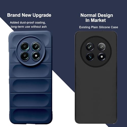 Image of A rtistque Liquid Silicone Stripes Back Cover Case for Realme Narzo 70x 5G / N65 / Realme 13 /12 / 12X 5G / C65 5G | with Camera Protection | with Inner Fabric | Anti Slip Grip | AirBag Case - Blue