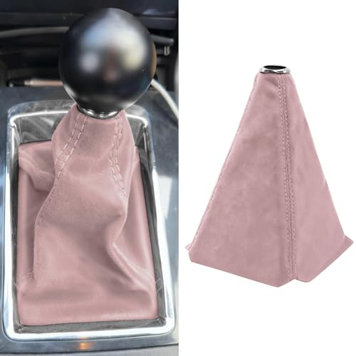 HABNVUON Car Shift Boot Cover, Stick Shift Cover, Suede Leather Manual/Automatic Shifter Boot Dust Sleeve, Car Accessories Vehicle Transmission Lever Protector Fit for Sedan Truck (Pink)