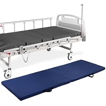 MABOZOO Fall Mats for Elderly, 70"*24"*2" Waterproof Bi-Fold Floor Mat Beveled Bedside Floor Mat Reduce Risk for Elderly & Hospital Patients Blue