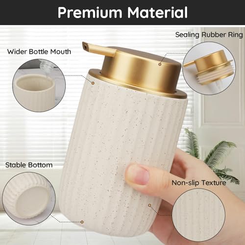 Image of Segbeauty Ceramic Hand Soap Dispenser, 10.8oz Refillable Empty Lotion Shampoo and Conditioner Dispenser, 320ml Shower Body Wash Container Dish Soap Pump Bottle for Kitchen Counter Sink Bathroom Decor