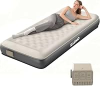 KASIMO Single Inflatable Mattress, TPU Airbed with Built-in Battery Removable Pump, Self inflating Blow up Bed with Pillow, Strong Support All Night,No Lost Air for Home Guests Camping(190x90x22cm)