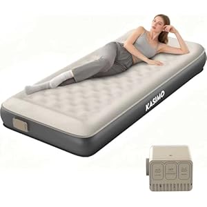 KASIMO Single Inflatable Mattress, TPU Airbed with Built-in Battery Removable Pump, Self inflating Blow up Bed with Pillow, Strong Support All Night,No Lost Air for Home Guests Camping(190x90x22cm)