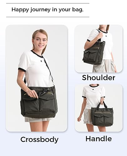 Iioscre Tote Bag For Women Men, Waterproof Work Nylon Tote Bag With Adjustable Strap,Crossbody Laptop Bag With Trolley Sleeve thumb #2