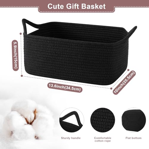 Image of OIASKET Gift Basket Empty with Handle, Small Woven Baskets for Gifts Empty | 13.6 inchx10 inchx5.9 inch, Baby Shower Toy Storage Baskets, Dog Toy Storage for Organizing, with Gift Bag Ribbon Tissue Paper