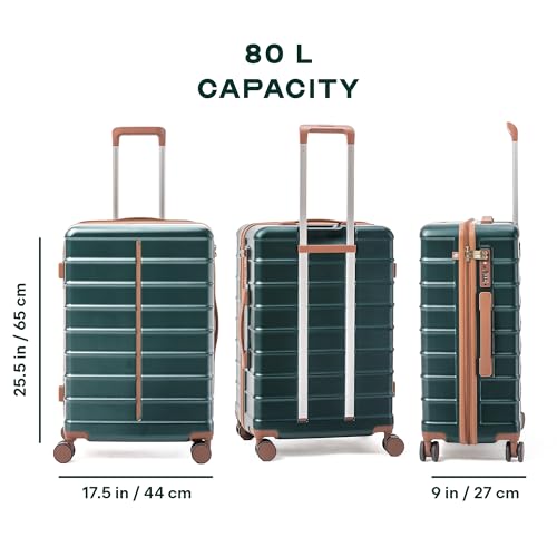 Image of Assembly Medium Check-in Luggage with Anti-Theft Features & TSA Lock, Durable Polycarbonate Hard Shell Suitcase for Travel, Green, 24-Inch