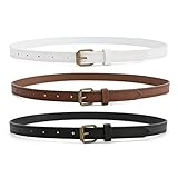 HOTWILL 3 Pack Belts for Women Jeans Dress Skinny Belts for Ladies Faux Leather Thin Waist Belt Blac