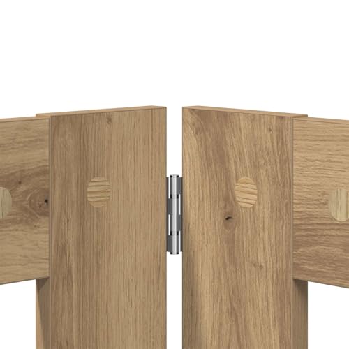 Kaloriko Hundetor mit Ständern 6 pcs Artisan-Eiche 80 x 60 cm faltbar aus Metall und Holzwerkstoff für Indoor und Outdoor Hundeauslauf sicherer Schutz und Flexible Trennung-5