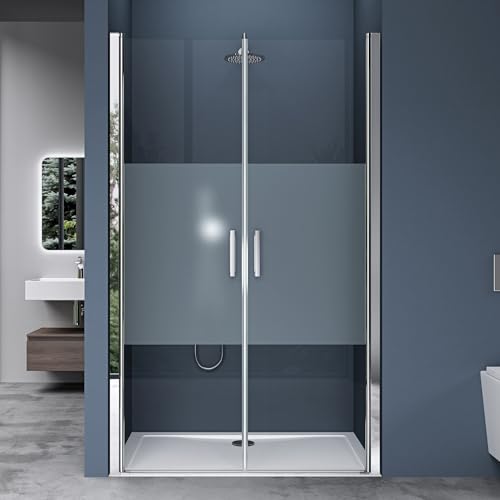doporro Box Doccia 120x195cm, Box Doccia a Nicchia con Porta Doppia con Meccanismo di Sollevamento e Abbassamento Vetro Parzialmente Smerigliato Teramo24ms