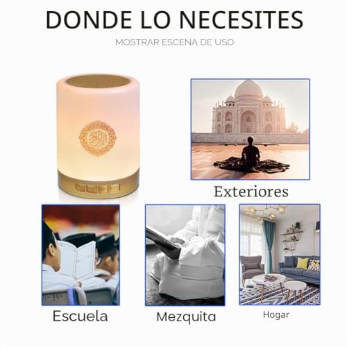 Miniatura 6 de Quran - Altavoz Bluetooth Con Luz De Corán Musulmán Con Altavoz Bluetooth, Lámpara Táctil, Lámpara Led Táctil Inteligente Con Carga Usb, Control Remoto Para Dormitorio, Sala De Estar