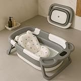 Bebbly Bañera para Bebé: Moderna Tina de Baño Plegable para Bebé, con Sensor de Temperatura y Cojín Antideslizante,...