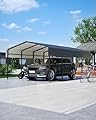 15×10ft Heavy Duty Steel Carport with Galvanized Roof, All-Metal Weatherproof Shelter for Cars, Boats, Tractors, Motorcycles, Includes Anchors & Rust-Resistant Frame, Easy Assembly (3-Piece Shipping)