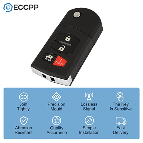 Eccpp 057166-5211-1713412 Replacement Fit For 315 Mhz Uncut Keyless Entry Remote Head Key Flip Car Key Transmitter Fob Mazda 3 5 6 Cx-7 Cx-9 Rx-8 Mx-5 Miata Kpu41788 thumb #1