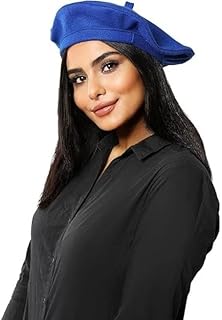 قبعة بيريه كلاسيكية، أزرق ملكي، قماش ناعم