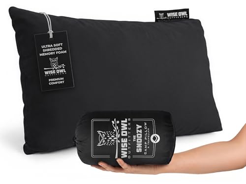 Image of Wise Owl Outfitters Camping Pillow - Memory Foam Travel Pillow for Airplane Sleeping, Hiking, Backpacking & Outdoor Use - Small & Portable for Adults, Car, Camp & Tent