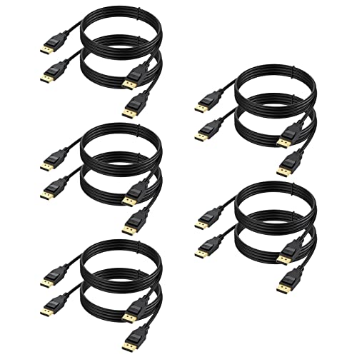 VESA Certified 8K DisplayPort 1.4 Cable 10-Pack 48Gbps | High Speed Display Port DP Cable 6 Feet (8K@60Hz, 4K@144Hz/180Hz/165Hz, 1080P@240Hz) for Gaming Computer Laptop TV Monitor