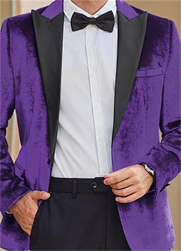 Yarizm Velvet Men's Tuxedo Blazer for Men Wedding One Button Peaked Lapel Performance Suit Jacket for Prom Dinner Party3