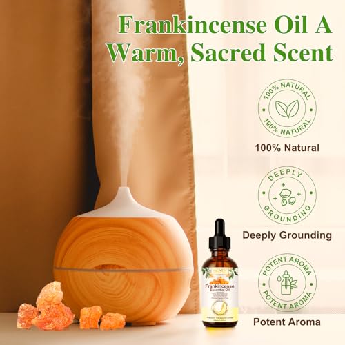 Weihrauchöl Bio für Haut – 100% Reines Ätherisches Frankincense Oil 60ml – Natürliche Hautpflege gegen Falten – Weihrauchöl für Gesicht, Körper & Aromatherapie – Feuchtigkeit für jeden Hauttyp