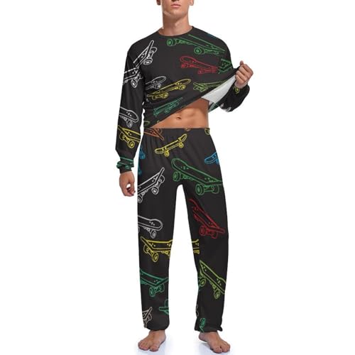 Ensemble de pijama homme haut et bas pyjama planche à roulettes - 3