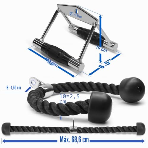 Cuerda de tríceps Yes4All accesorio polea gimnasio de 4 colores 2