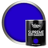 Vintro | Luxury Matt Emulsion | Electric Blue | Smooth Chalky Finish | Multi Surface Paint | for Walls, Ceilings, Wood and Metal | 1L (Electric Blue - Ultramarine)
