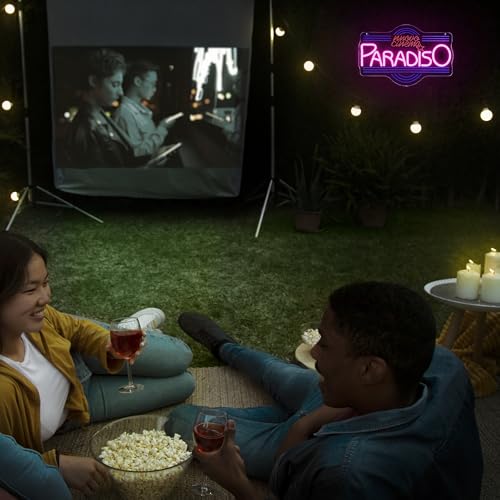 Image of Allball Cinema Paradiso Neon Sign, LED Theater Neon Light USB Powered Dimmable, for Home Cinema Movie Night Party Decor, Movie Lover Gift(15.7 * 10.2 In)