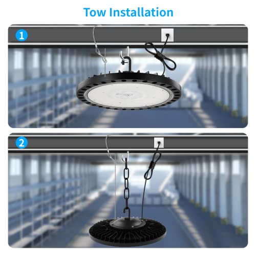 Viugreum 2Pack Led High Bay Light 300W, 30000Lm 5000K,(Ip65) Ufo High Bay Lights With Us Plug Commercial Bay Lighting For Barn Garage Commercial Warehouse Car Wash Shop Ufo Lights, Hanging Chain #TOP5