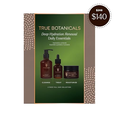 True Botanicals Deep Hydration Renewal Set | Anti-Aging | Reduce Fine Lines & Increase Hydration | Contains Renew Nourishing Cleanser, Chebula Active Serum, and Chebula Extreme Cream | Gift Set
