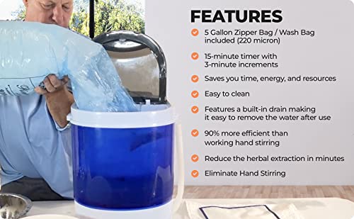 Bubblebagdude Bubble Bags Machine 5 Gallon 8 Bag Set - 5 Gallon 110 Volts Mini Washer Herbal Ice Essence Extraction Kit With 5 Gallon Zipper Bag & 10X10” (25 Micron) Pressing Screen & Storage Bag #TOP2