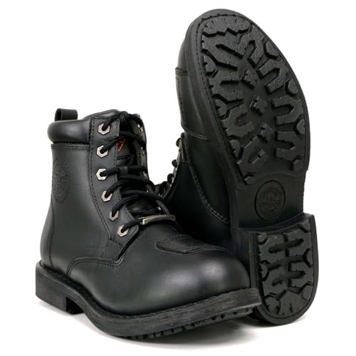Milwaukee Leather Botas femininas clássicas de couro de flor integral para motociclismo - sapatos co