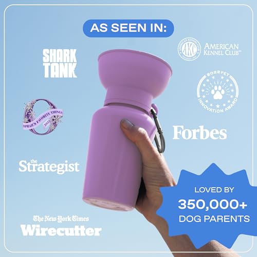 Image of Springland 20oz Portable Dog Water Bottle with Collapsible Bowl, Lilac