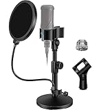 InnoGear Desktop Mic Stand, Microphone Stand Desk Adjustable Tabletop for Hyper X QuadCast Yeti with...