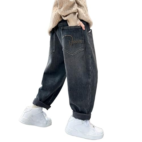 Boys Denim Pants Relaxed Fit Outdoor Casual Trousers for Ages 4-13 Durable Elastic Waist Easy Care Stylish