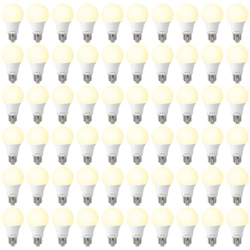 Image of DEGNJU 60 Pack A19 LED Light Bulbs 60W Equivalent, Soft White 2700K, 800 Lumens, E26 Base, Non-Dimmable, 8W Energy Efficient Warm LED Bulbs for Home Lighting