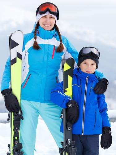 Image of Geyoga Kids Waterproof Winter Snow Ski Gloves for Boy Girl Outdoor Warm Thickening Snowboard Gloves