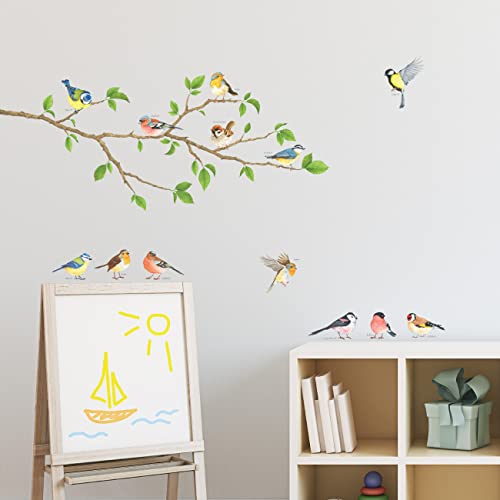 Decowall Dwl-1804N Garden Birds On Tree Branch Kids Wall Stickers Wall Decals Peel And Stick Removable Wall Stickers For Kids Nursery Bedroom Living Room Décor #TOP3