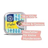 Pets Deli Mini Hunde Nassfutter Huhn, Quinoa, Brokkoli, für kleine, wählerische Rassen, leicht verdaulich, getreidefrei, ohne Zucker, 16x100 g, Premium Qualität