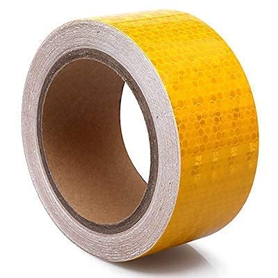 Image of MINSALES� Reflective Radium Waterproof Warning Tape For road safety purpose Night Safety Sticker High Intensity Conspicuity Yellow 2 Inch x 50 Meter (Yellow)