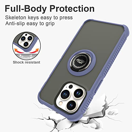 Tnarru Iphone 13 Pro Case With Ring Holder [Magnetic Kickstand] Translucent Matte Bumper Cover Shockproof Scratchproof Slim Protective Phone Case For Iphone 13 Pro Purple #TOP3