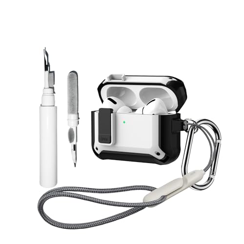 [4 in 1]CaseGame Cover Lock compatibile con AirPods Pro 3, con portachiavi,Cordino portatile e kit di penna per la pulizia, guscio robusto, armatura militare, antiurto, custodia protettiva