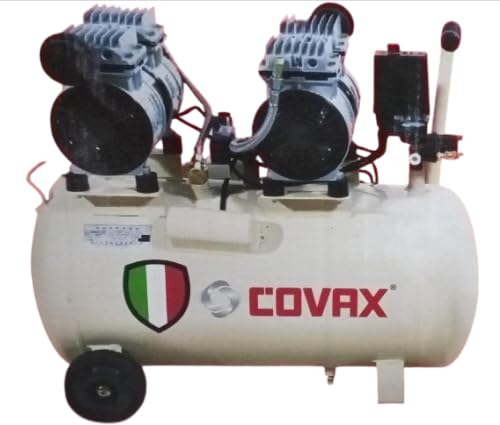 Silent Air Compressor with Double Head and Air Inflator Gauge Kit, 550W, 50L