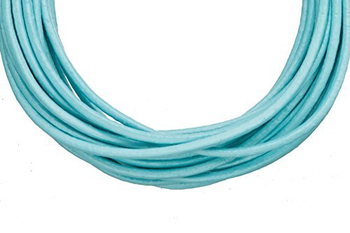 Full-Grain Leather Cord, 2mm Round Turquoise 5 Yard