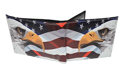 LeatherboLeatherboss PU Leather Stylish Bifold Wallet with Printed Gift Box ss PU Leather Stylish Bifold Wallet with Printed Gift Box (US America Flag & Eagle)2