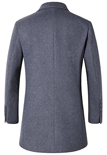 Image of chouyatou Men's Mid-Length Single Breasted Wool Blend Top Coat (Large, Notch-Grey)