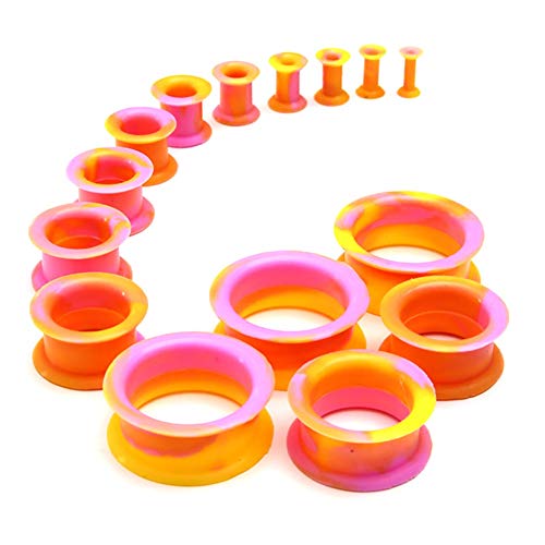 WBRWP 28pcs 8g-1" Ear Stretching kit Set - Hollow Hard Silicone Plugs