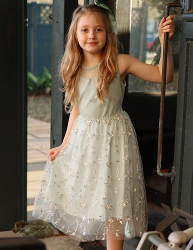 Image of Arshiner Girls Dresses Formal Party Wedding Tulle Sleeveless Contrast Mesh High Low Dress with Belt