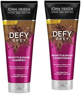 multiple Defy Grey Colour Blending Shampoo ( 250ml) and Defy Grey Colour Blending Conditioner (250ml) Set by John Frieda for Blending Away First Greys in Brunette Hair