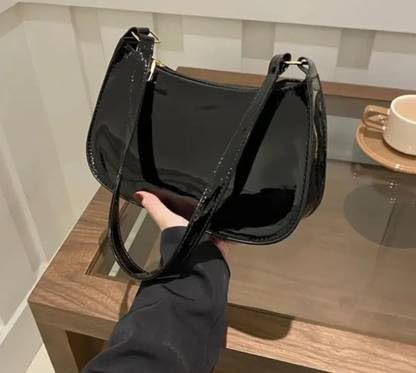 Image of Women's Glossy Shoulder Bag | Mini Hobo Handbag for Girls & Ladies | Stylish Patent Leather Purse for Party & Daily Use