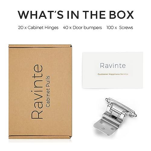 Image of Ravinte 20 Packs (10 Pairs) 3 /8 inch Inset Satin Nickel Cabinet Hinge,Self Closing Hinges for Kitchen /Bathroom /Furniture Cabinets & Doors,Decorative Cabinet Hardware Kitchen Cabinet Hinge with Door Bumper