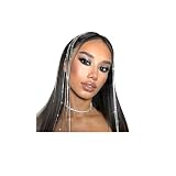 SAWINDA Silver Head Chain Jewelry Tassel Rhinestone Headpiece Crystal Halloween Prom Costume Headband Accessories Wedding Bride Diamond Head Piece for Women Girls