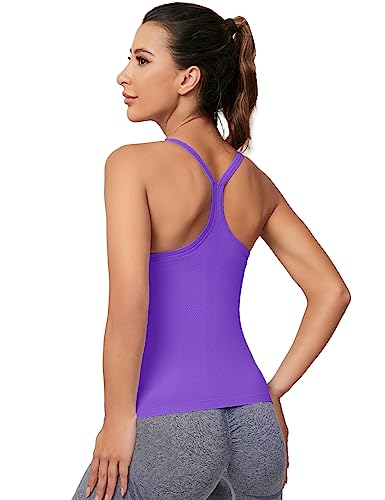 Image of MathCat Workout Tank Tops for Women with Built in Bra, Sleeveless Gym Tops Seamless Racerback Athletic Yoga Shirts